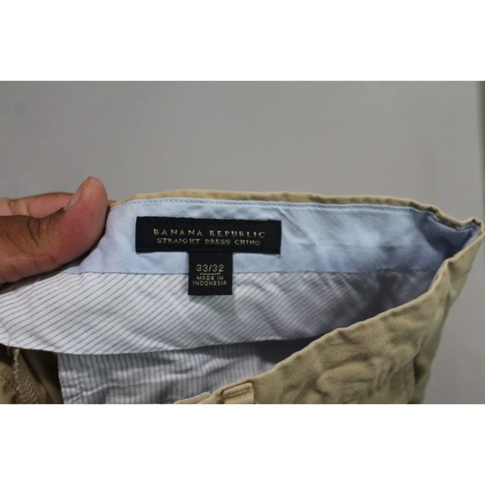 Banana Republic Men Tan Straight Dress Chino Casual Size 33X32